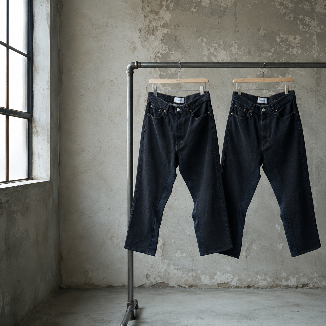 baggy top pants (black denim)
